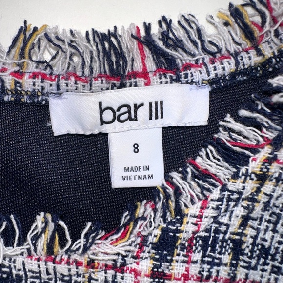 Bar III Fringe Plaid Tweed Sleeveless Top Size 8 Like New - Picture 3 of 6